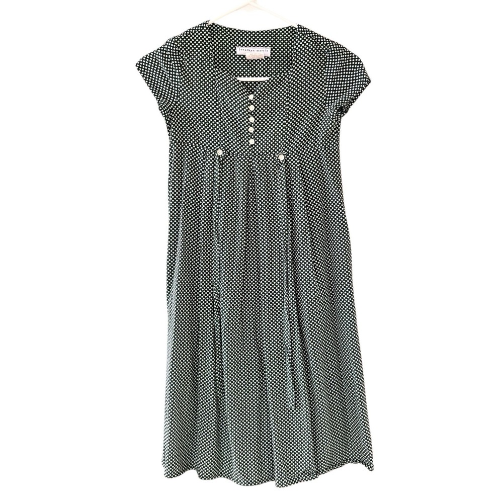 VTG Jonathan‎ Martin Kids Green Polka Prairie Dot Dress Girls 7 Pleated USA Made